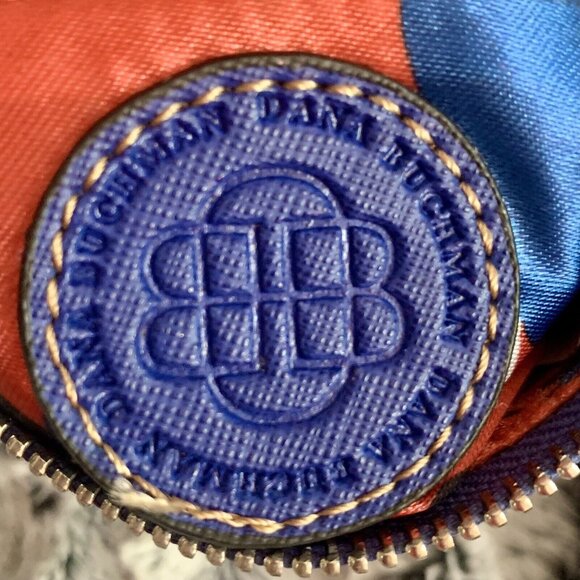 DANA BUCHMAN Blue Zip Wallet Purse Metal - Crossbody Strap - Logo Pendant EUC - Picture 7 of 7